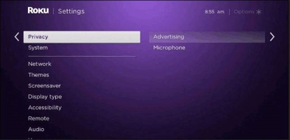 Roku Setting Page